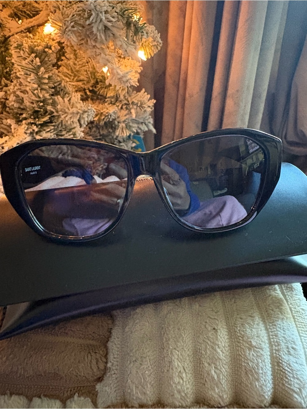 Saint Laurent YSL Black Cat Eye Sunglasses - Oversized Fashion Shades